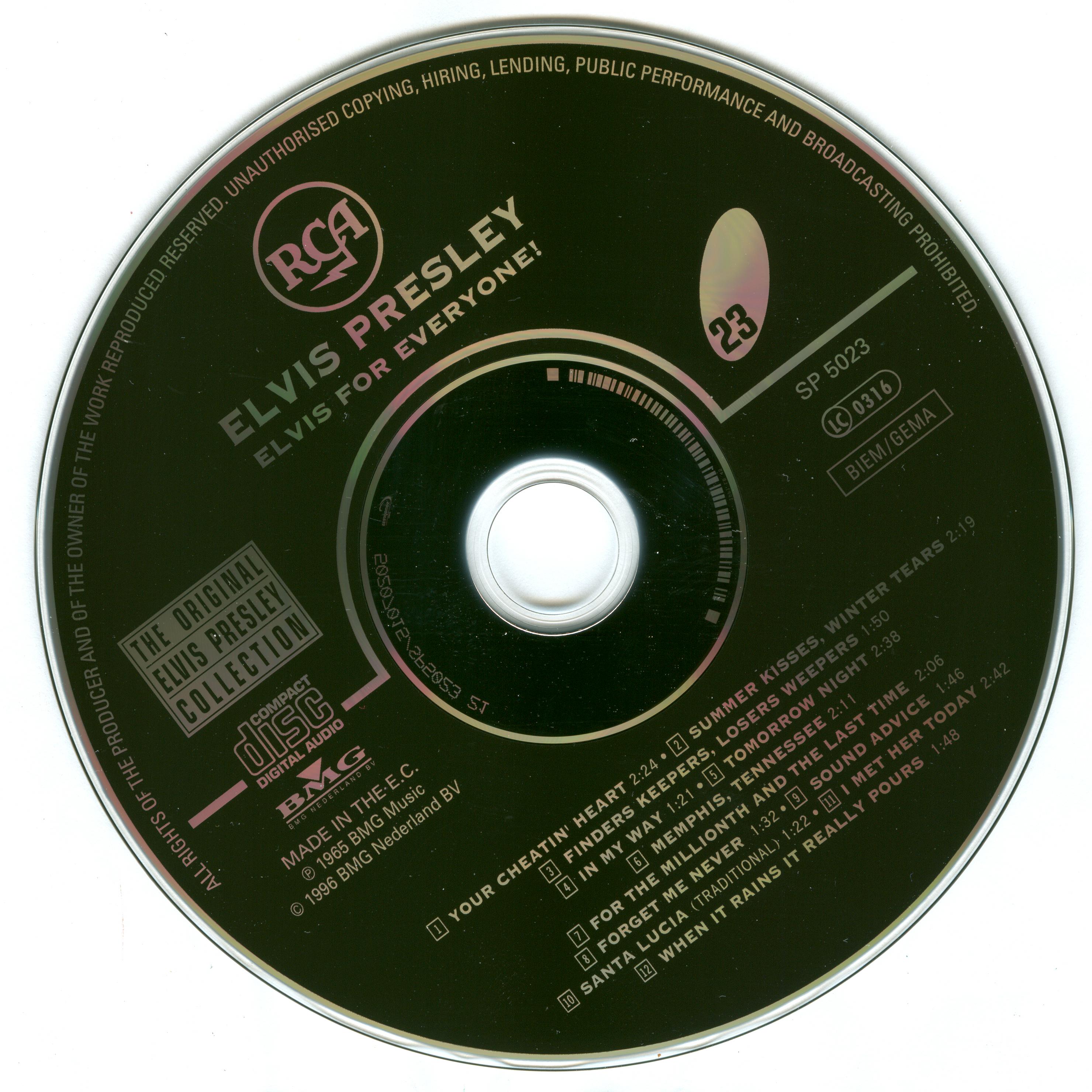 Elvis Presley  The Original Elvis Presley Collection 23; Elvis For Everyone! : CD